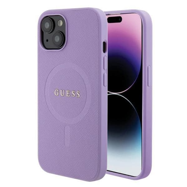 Guess iPhone 15 Mobilskal Magsafe Saffiano - Lila Lila