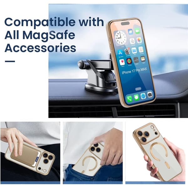 Mobilskal till iPhone 17 Pro Max MagSafe Korthållare TPU + PC - Guld Guld