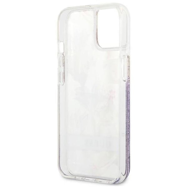 Guess iPhone 13 mini Skal Flower Liquid Glitter - Lila