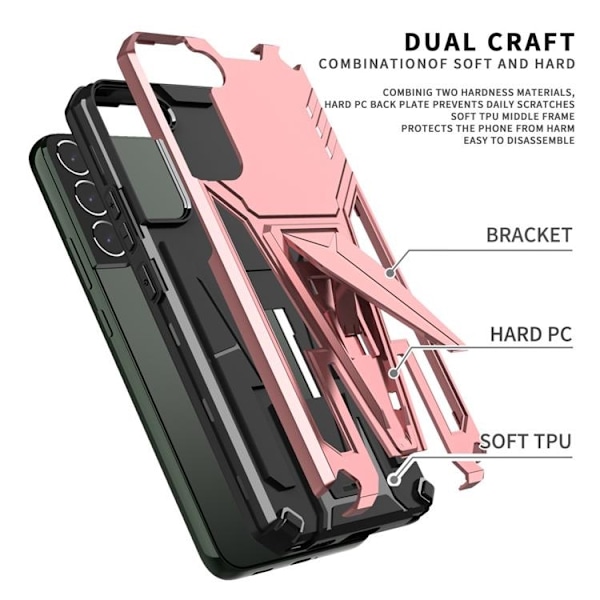 V-Shaped Kickstand Skal Galaxy S22 Plus - Rosa Guld Gul