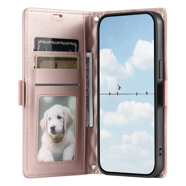 Samsung Galaxy S26/S26 Pro Plånboksfodral Konstläder Rhombus - Roséguld