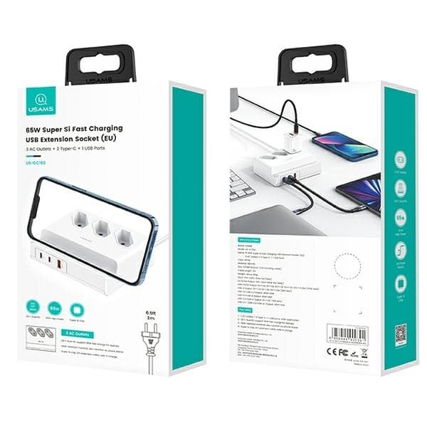 USAMS Grendosa 65W Super Si USB Förlängning (US-CC160) – Vit