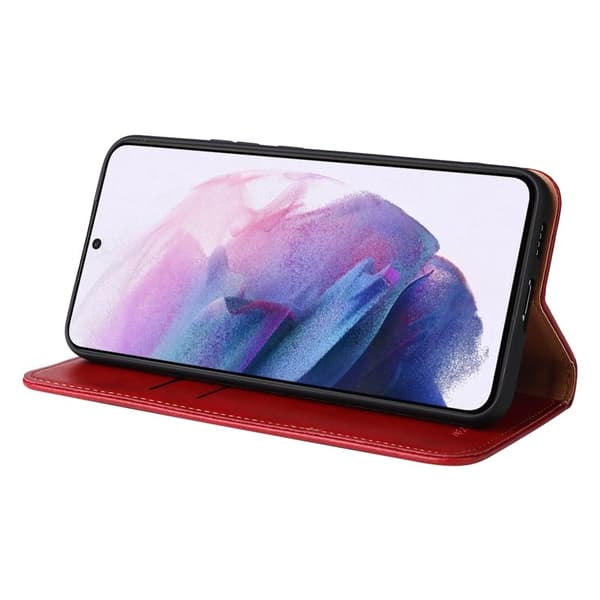 FIERRE SHANN Samsung Galaxy S22 5G Plånboksfodral Konstläder - Röd