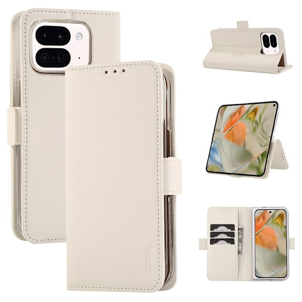 ABEEL Style A02 Konstläder Plånboksfodral för Google Pixel 9 Pro Fold 5G - Vit