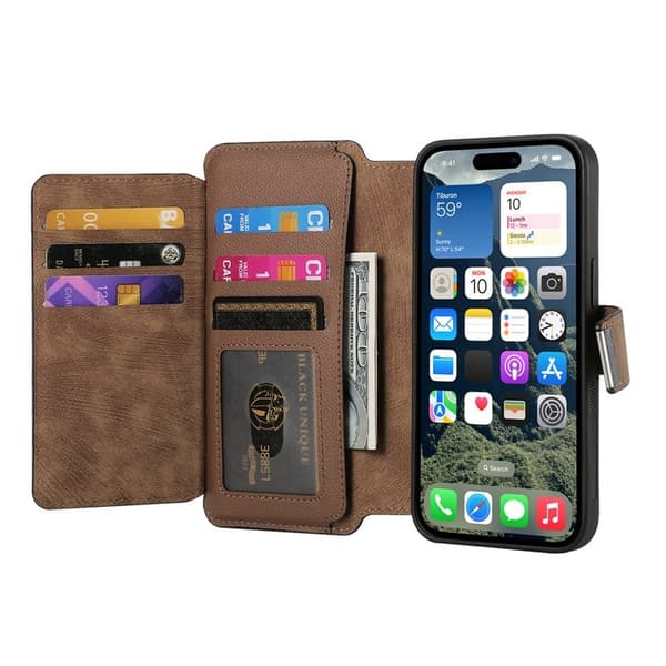 CASENEO MW-02 iPhone 16 Plus Plånboksfodral Konstläder - Brun