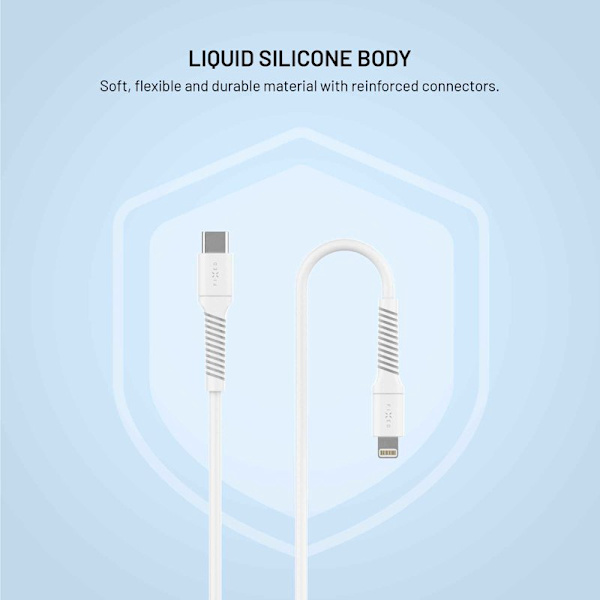 FIXED LIQUID silikonkabel USB-C/Lightning 1.2m Vit