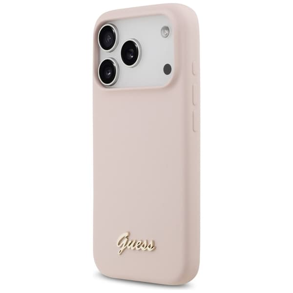 Guess Mobilskal till iPhone 17 Pro Magsafe Script Metal Logo - Rosa