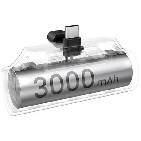 USAMS Mini Tail Plug Bärbar Powerbank 3000mAh USB-C PB79 Silver