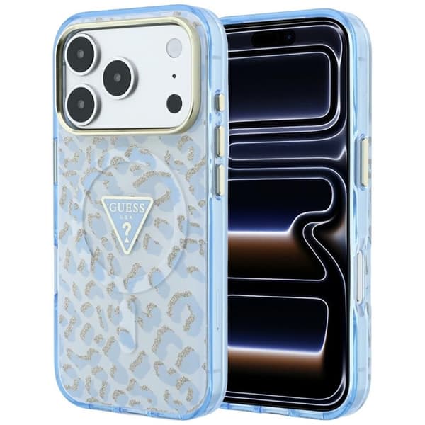 Guess Mobilskal För iPhone 18 Pro/17 Pro Magsafe IML Leopard Glitter