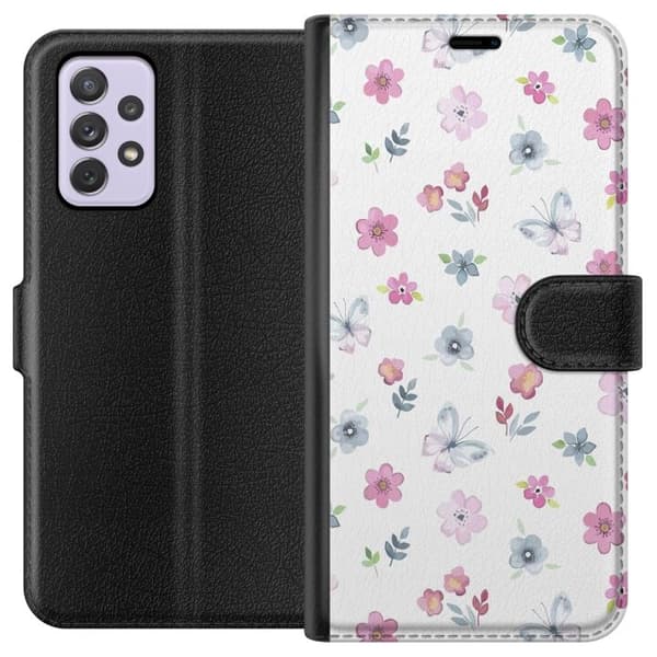 Pung Taske til Samsung Galaxy A52s 5G med blomster og sommerfugle