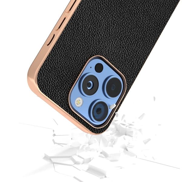 ABEEL Mobilskal till iPhone 16 Pro Äkta Läder + PC + TPU - Svart