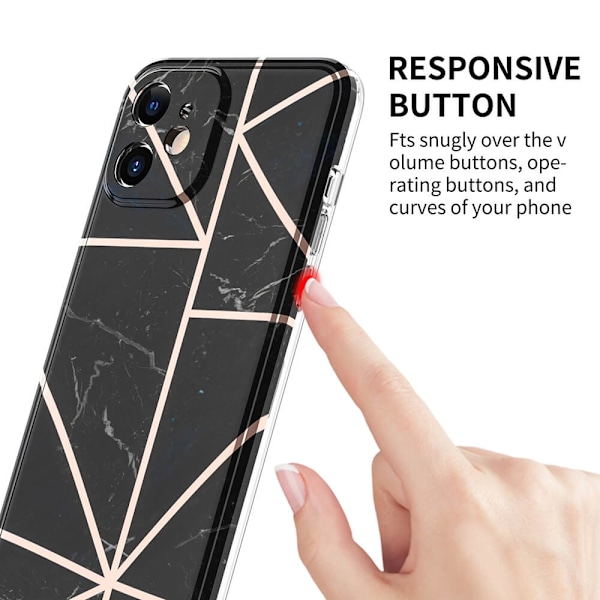 BOOM - Grid cover til iPhone 12 Mini - Sort Marmor Black