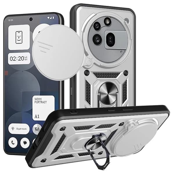 Mobilskal till Nothing Phone (3a) Pro Slide Kamera Kickstand - Silver Silver