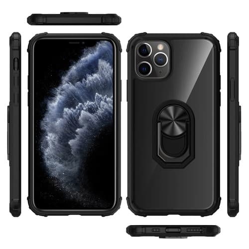 Magnet Ring Flexicase Taske Cover til iPhone 11 Pro Max - Sort Black