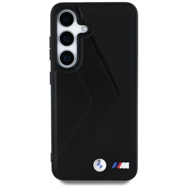 BMW telefontaske til Galaxy S25 MagSafe læder overdimensionerede striber - sort Black