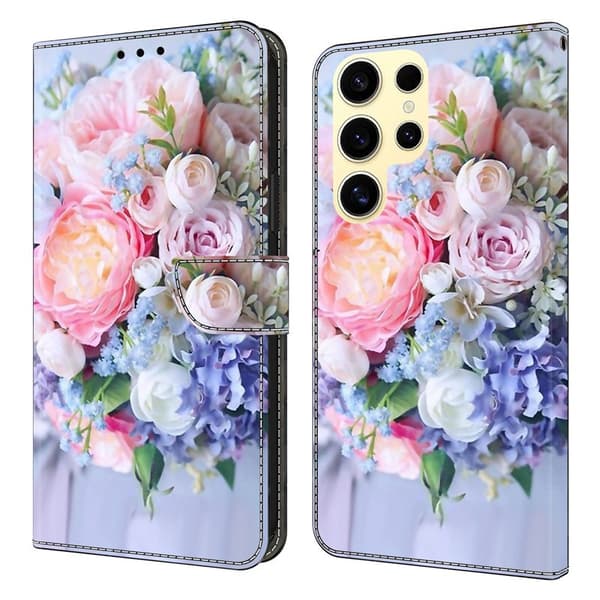 Plånboksfodral för Samsung Galaxy S26 Ultra Magnetiskt Konstläder Blomma