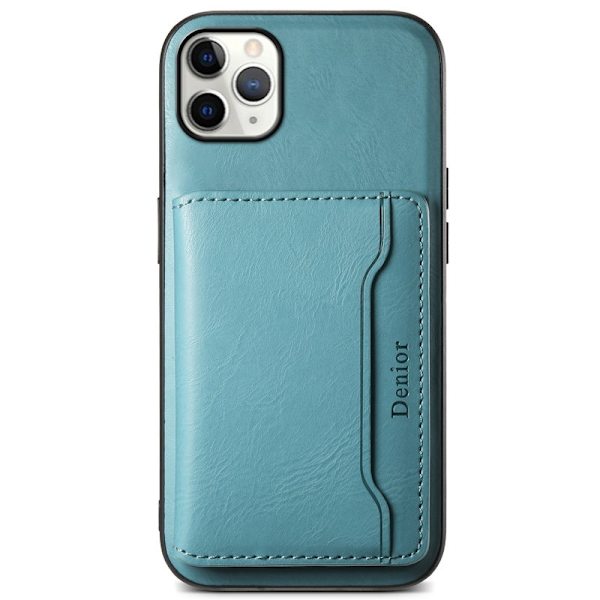 DENIOR Mobilskal till iPhone 11 Pro Max Äkta Läder Magnetisk Blå