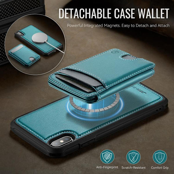 JEEHOOD Mobilskal till iPhone XS Max Magsafe Läder - Blå Blå