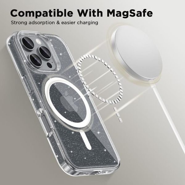 Tech-Protect telefontaske til iPhone 16 Pro Max Magsafe Flexair Hybrid - Glitter Transparent