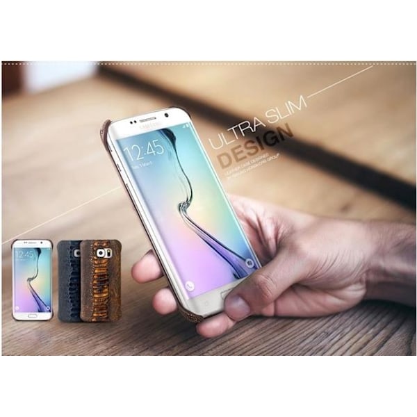 Qialino Äkta Läder BaksideSkal till Samsung Galaxy S6 Edge - MörkBlå Blå