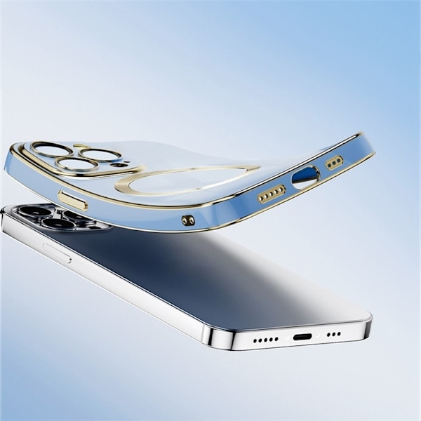 iPhone 14 Pro Magsafe Skal Gold Edge - Blå Blå