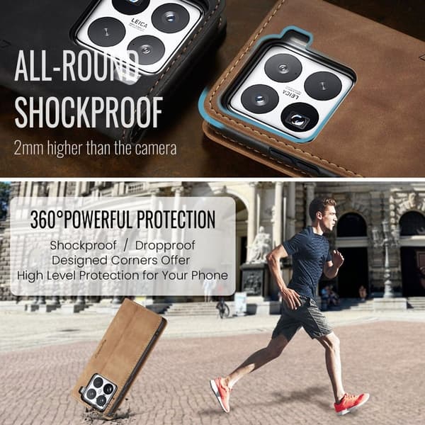 CASEME 013 Xiaomi 15 Pro Plånboksfodral i Konstläder - Brun