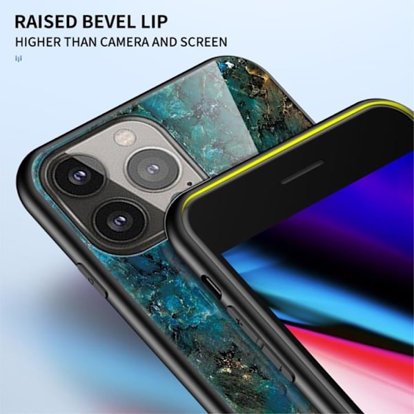 Anti-Scratch Härdat Glas Skärmskydd Skal iPhone 13 Pro - Röd Marble