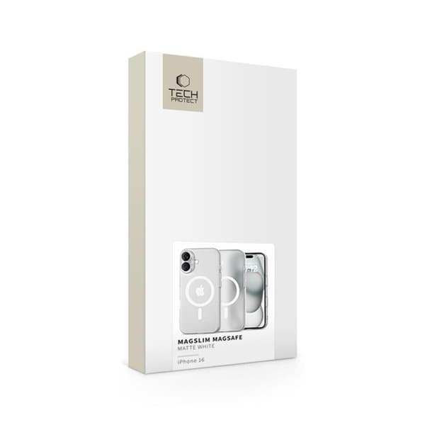 Tech-Protect Telefontaske til iPhone 16 Magsafe Magslim - Matt Hvid Vit