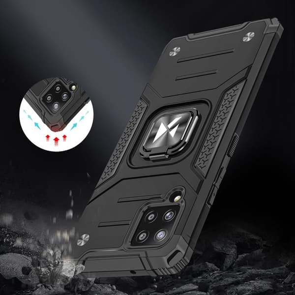 Wozinsky Ring Armor -kuori Galaxy A42 - hopea Silver
