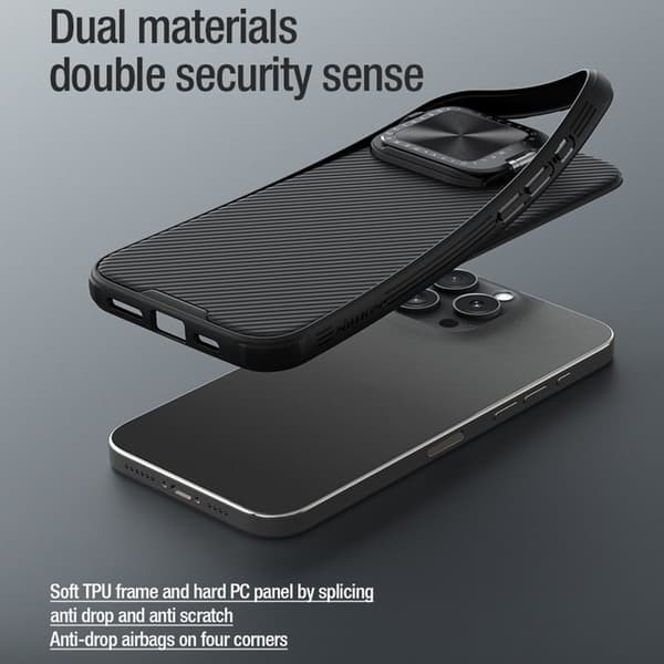 NILLKIN Camshield Prop Magnetic Mobilskal till iPhone 16 Pro Max Svart