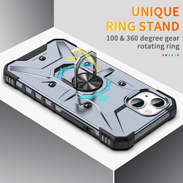iPhone 14 Etui Ringholder Armor - Grå Grå
