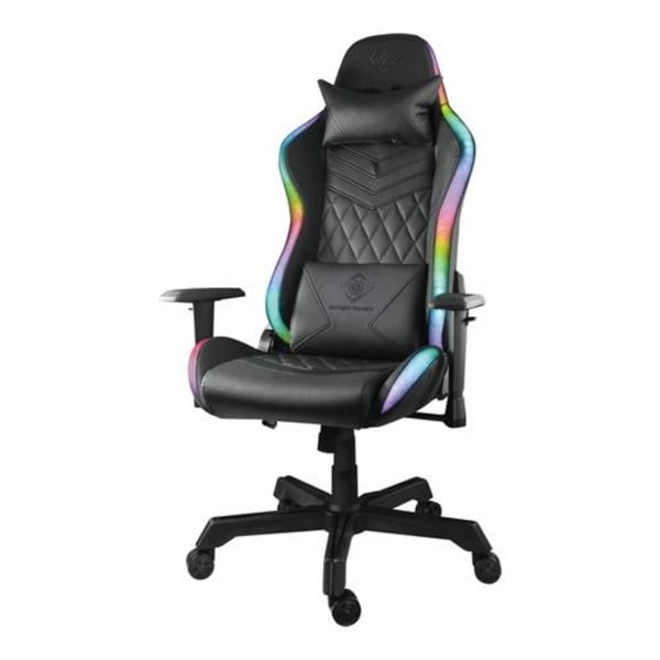 Deltaco RGB Gaming stol i kunstlæder, 332 forskellige RGB modes, sort Black