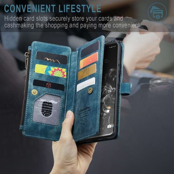 CASEME Konstläder Plånboksfodral för Samsung Galaxy S20 Ultra - Blå