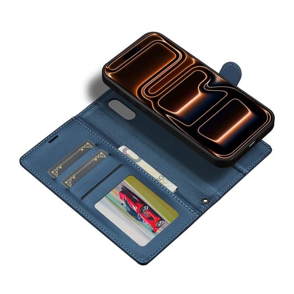 LC.IMEEKE L2 Series iPhone 17 Pro Plånboksfodral Konstläder - Blå