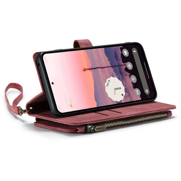 CASEME Konstläder Plånboksfodral för Google Pixel 10 Pro/10/9 Pro/9 - Röd