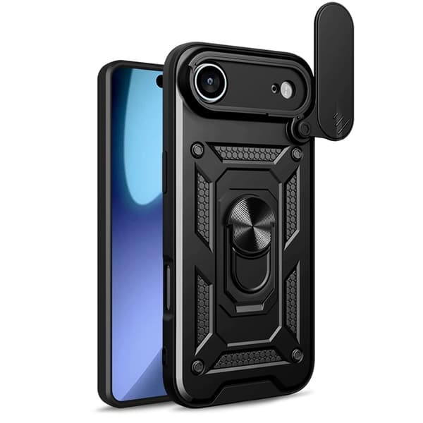 Telefontaske til iPhone Air Hybrid Armor Camshield - Sort Svart
