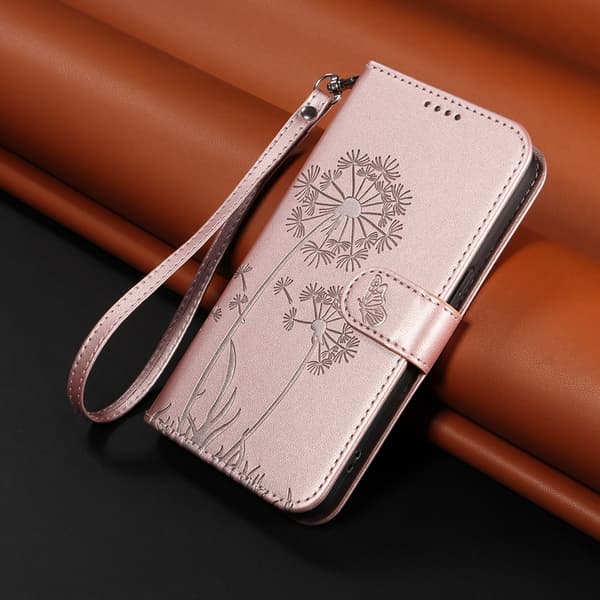 OnePlus 15 Plånboksfodral Dandelion Imprint Konstläder Roséguld