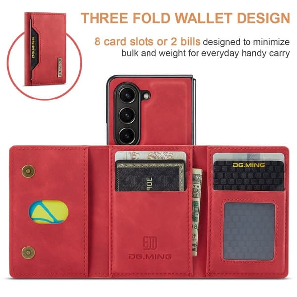 DG.MING M2 Kickstand Plånboksfodral Samsung Galaxy Z Fold5 Röd