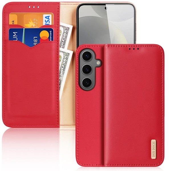 Dux Ducis Galaxy S24 Plus Plånboksfodral Äkta Läder Hivo - Röd