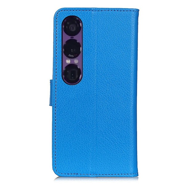 Sony Xperia 1 VII Konstläder Plånboksfodral Litchi Texture - Blå Blå