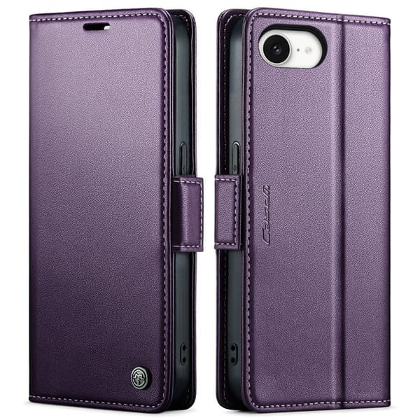 CASEME iPhone 16e Plånboksfodral Konstläder RFID-Skydd Lila