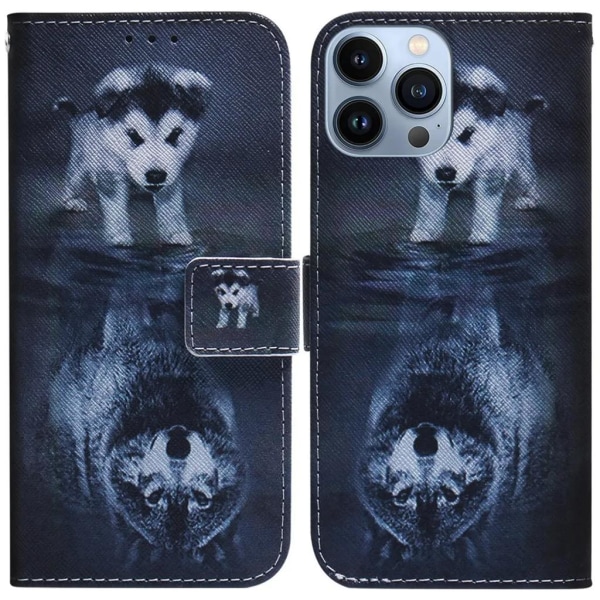 iPhone 15 Pro Max -lompakkokoteloprintti - koira ja susi