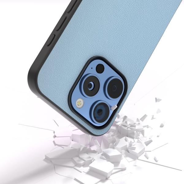 ABEEL Mobilskal till iPhone 16 Pro Äkta Läder PC Blå