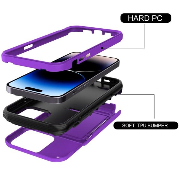 iPhone 14 Skal Korthållare Mirror Kickstand - Lila
