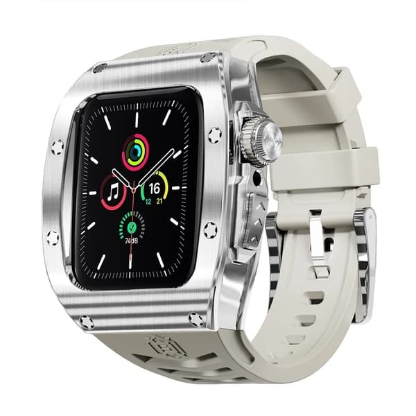 SHELLBOX Apple Watch 45mm Armband Silikon Metal - Vit Vit