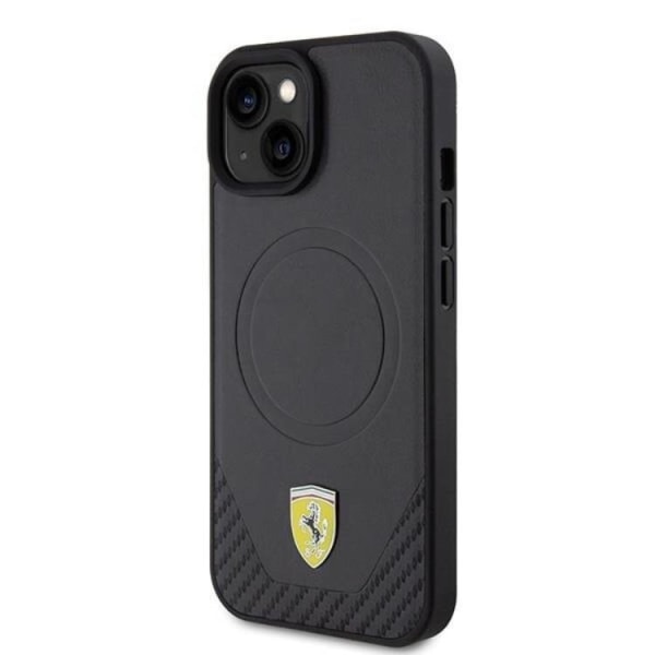 Ferrari iPhone 15 Mobilskal Magsafe Carbon Metal Logo - Svart