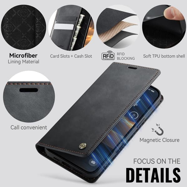 Caseme iPhone 17 Pro Plånboksfodral RFID-Skydd 033 - Svart Svart