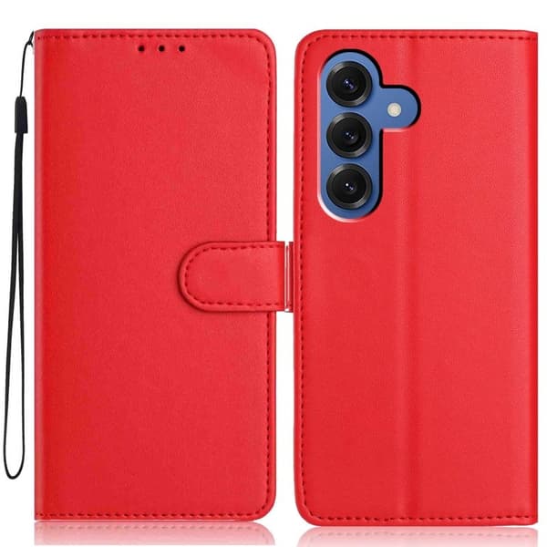 Samsung Galaxy S26 Plus Plånboksfodral Konstläder Ställ - Röd