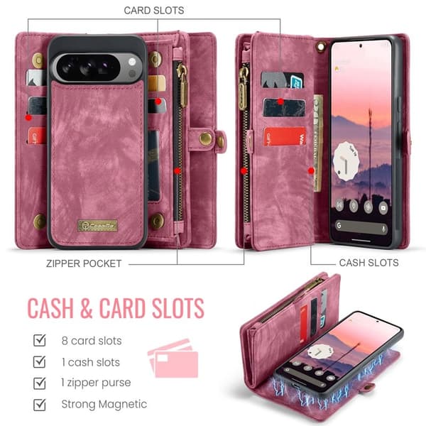 CASEME Plånboksfodral Konstläder till Google Pixel 10 Pro XL - Röd