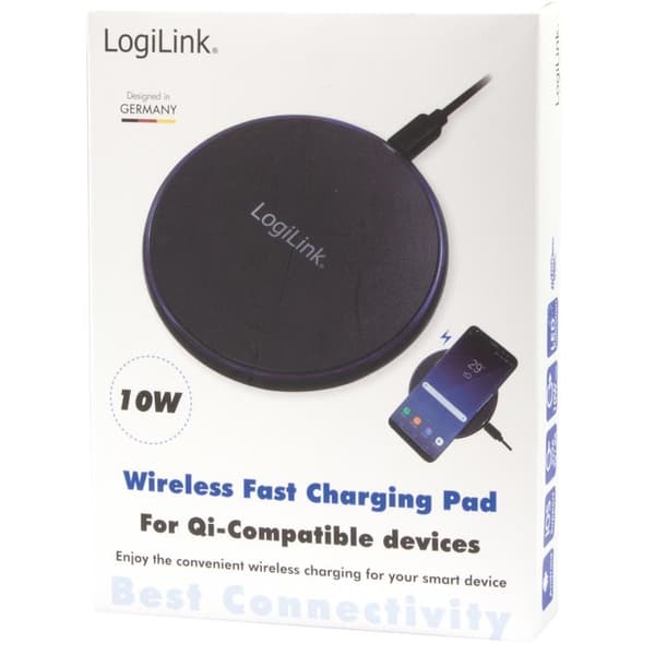 LogiLink Trådlös Laddare Qi 10W Fast charge Black